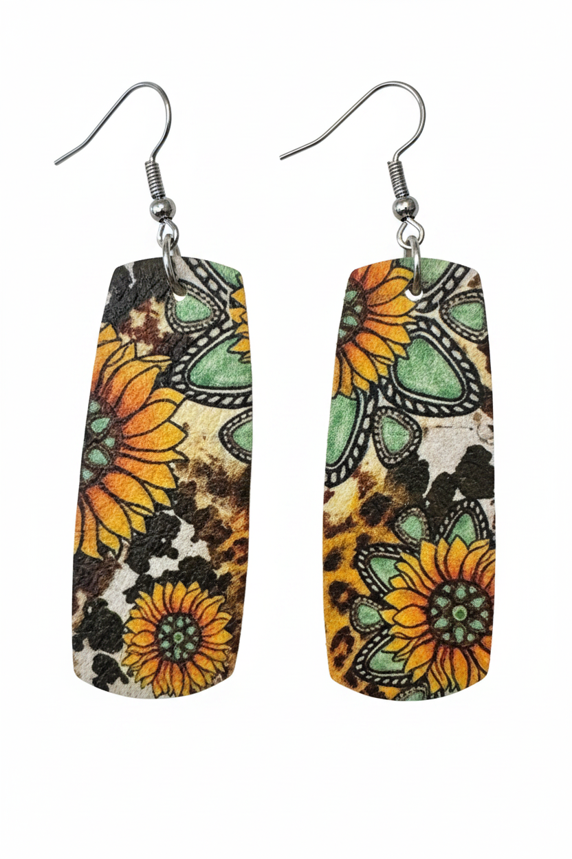 Sunflower Drop Earrings in Yellow and Green
